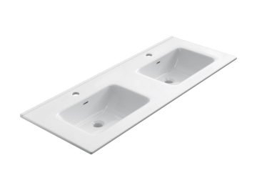 ceramic double washbasin Milan, 121x46cm white