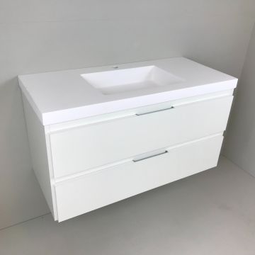 vanity unit Blanco 100cm, white lacqued with 5cm Composite washbasin