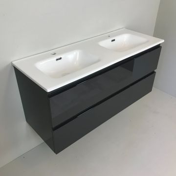 double vanity unit Kubic 120cm anthracite with ceramic washbasin