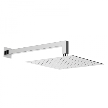 overhead shower 25x25cm polished stainless steel including wallarm