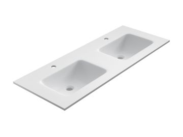 Solid Surface double washbasin Florence, 121x46cm white