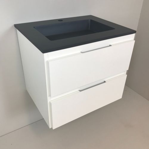 vanity unit Blanco 60cm, white with Composite washbasin anthracite