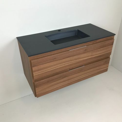 vanity unit Nogal 100cm walnut 'look' with Composite washbasin anthracite