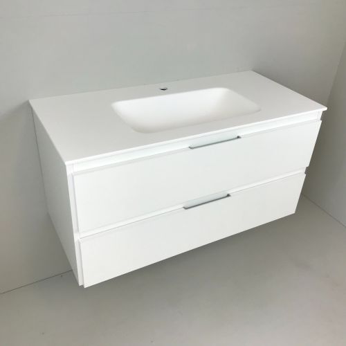 vanity unit Blanco 100cm white matt with Solid Surface washbasin