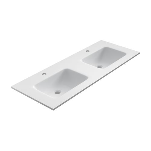 Solid Surface double washbasin Florence, 121x46cm white