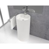 washbasin free standing Tube ø45x90cm Solid Surface mat white with faucet hole