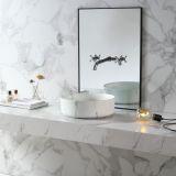 ceramic round surface-mounted wash bowl Calacatta ø36cm white marble with grey vein