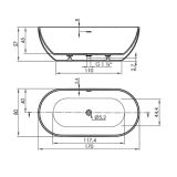 Composiet ligbad Rondo 170x80cm mat wit 