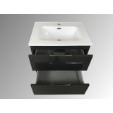 vanity unit Kubic 60cm, anthracite high gloss with ceramic washbasin