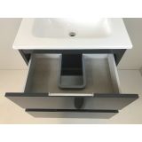 vanity unit Kubic 60cm, anthracite high gloss with ceramic washbasin