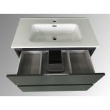 vanity unit Kubic 80cm, anthracite high gloss with ceramic washbasin