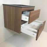 vanity unit Nogal 60cm, walnut 'look' with Composite washbasin anthracite