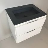 vanity unit Blanco 60cm, white with Composite washbasin anthracite