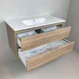 vanity unit Roble 120cm, oak 'look' with ceramic washbasin