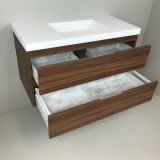 vanity unit Nogal 100cm, walnut 'look' with 5cm thick Composite washbasin