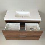 vanity unit Nogal 100cm, walnut 'look' with 5cm thick Composite washbasin