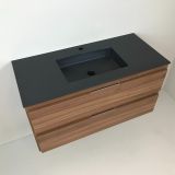 vanity unit Nogal 100cm walnut 'look' with Composite washbasin anthracite