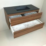 vanity unit Nogal 100cm walnut 'look' with Composite washbasin anthracite