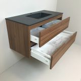 vanity unit Nogal 100cm walnut 'look' with Composite washbasin anthracite