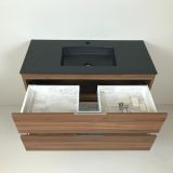 vanity unit Nogal 100cm walnut 'look' with Composite washbasin anthracite