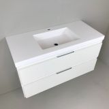 vanity unit Blanco 100cm, white lacqued with 5cm Composite washbasin