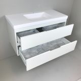 vanity unit Blanco 100cm, white lacqued with 5cm Composite washbasin