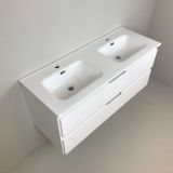 double vanity unit Blanco 120cm, white with ceramic washbasin