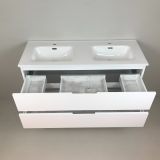 double vanity unit Blanco 120cm, white with ceramic washbasin