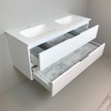 double vanity unit Blanco 120cm, white with Solid Surface washbasin