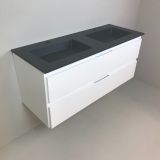 double vanity unit Blanco 120cm white with Composite washbasin anthracite