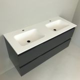 double vanity unit Kubic 120cm anthracite high gloss with Solid Surface washbasin