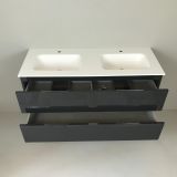 double vanity unit Kubic 120cm anthracite high gloss with Solid Surface washbasin