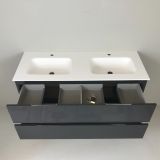 double vanity unit Kubic 120cm anthracite high gloss with Solid Surface washbasin