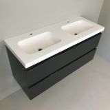 double vanity unit Kubic 120cm anthracite high gloss with 5cm thick Composite washbasin