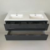 double vanity unit Kubic 120cm anthracite with ceramic washbasin