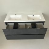 double vanity unit Kubic 120cm anthracite with ceramic washbasin