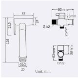 Bidetshower or toiletshower with faucet and hose 150 cm chrome