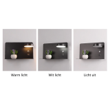 wall lamp with rotatable LED lighting, shelf and usb connection black right