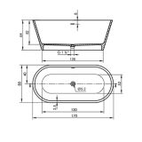 Solid Surface bathtub Moderno 170x80cm white mat