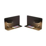 Set made of 2 LED wall lamps with shelf, rotatable lighting and usb connection black 