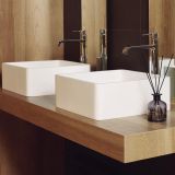 Solid Surface wash bowl surface-mounted Arte 40x40cm matt white