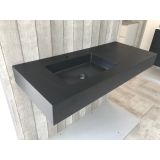 Free-hanging Composite washbasin Solid Stone, 110x45cm black