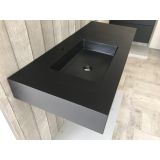 Free-hanging Composite washbasin Solid Stone, 110x45cm black