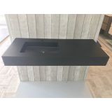 Free-hanging Composite washbasin Solid Stone, 110x45cm black