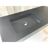 Free-hanging Composite washbasin Solid Stone, 110x45cm black